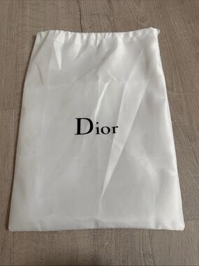 Dior White Drawstring Logo Pouch/Storage Bag